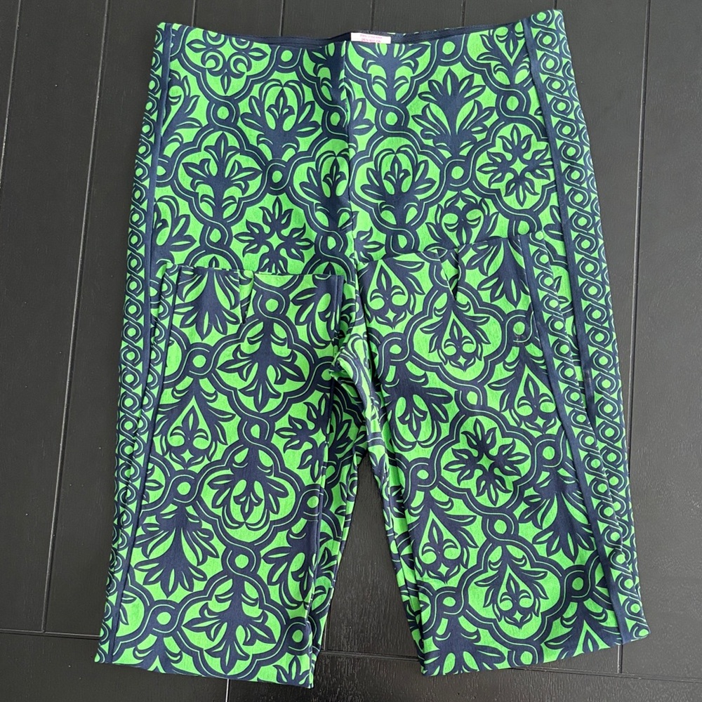 Gretchen Scott Designs Green and Gray Patterned Gripeless Pants Size Medium